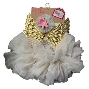 Elly and Emmy 3 Piece Angel Tutu Set Peach Rose Gold‎ Newborn Photoshoot Costume